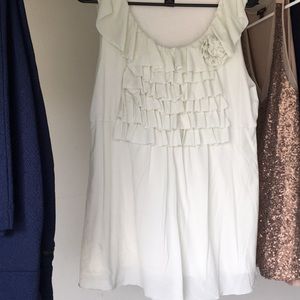 White sleeveless ruffle top